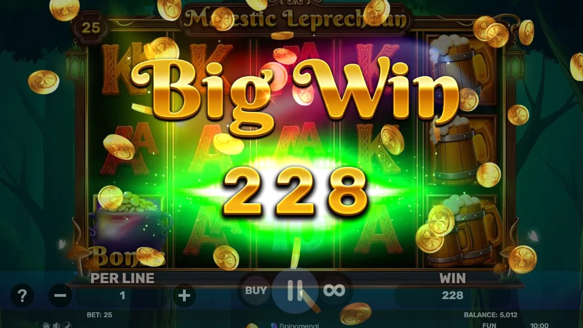 Tampilan visual slot Majestic Leprechaun dengan latar belakang perbukitan hijau Irlandia
